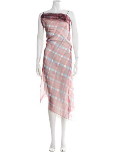Pre-owned Ferragamo Plaid Print Midi Length Dress In Red