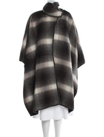 Pre-owned Ferragamo Plaid Print Poncho In Black