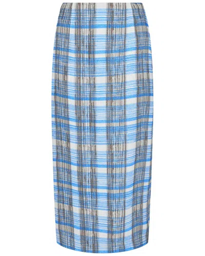 Ferragamo Plaid Print Silk-blend Maxi Skirt In Blue