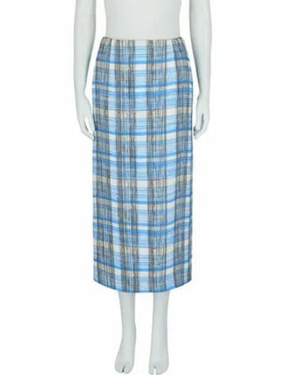 Pre-owned Ferragamo Plaid Print Skirt W/ Tags In Blue