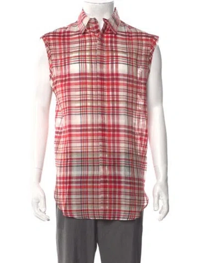 Pre-owned Ferragamo Plaid Print Sleeveless Shirt W/ Tags In Multi