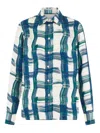 Ferragamo Plaid Silk Shirt In Green