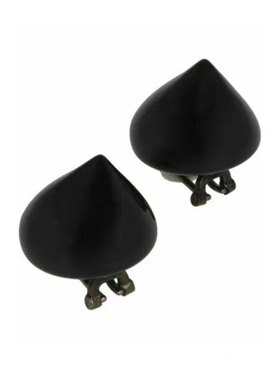 Pre-owned Ferragamo Plastic & Brass Clip-on Earrings In Black