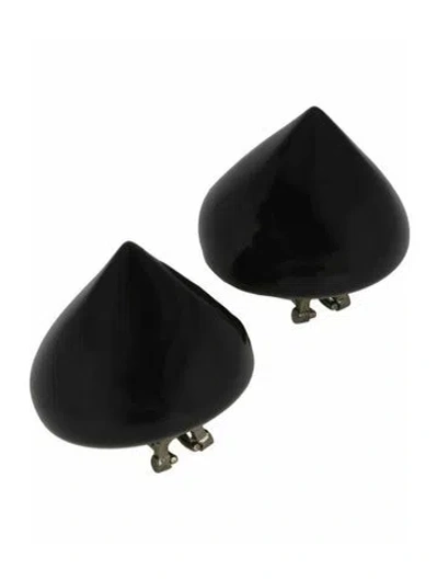 Pre-owned Ferragamo Plastic & Brass Clip-on Earrings In Black