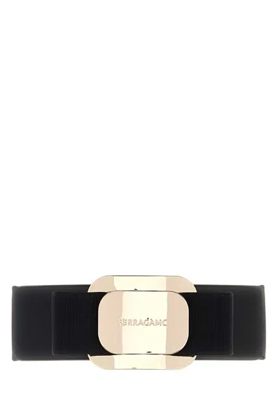 Ferragamo Plate Belt In Black