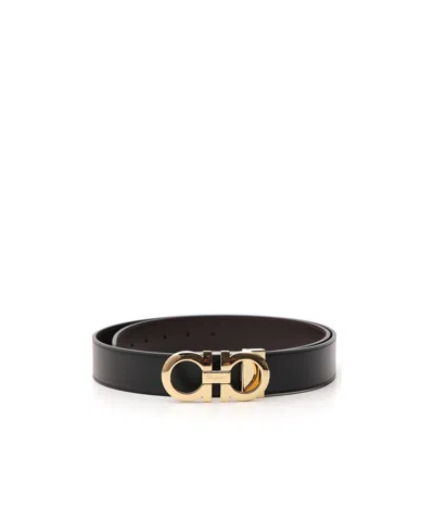 Ferragamo Plate Buckle Belt In Black