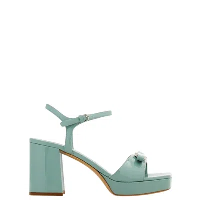 Ferragamo Platform Sandal With Mini Bow, Size 7 C In Green