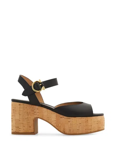 Ferragamo Platform Sandals In Black