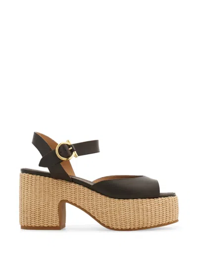 Ferragamo Platform Sandals In Black