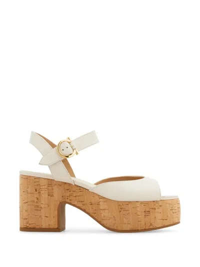 Ferragamo Platform Sandals In White