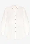Ferragamo Pleat-detail Long-sleeve Shirt In White