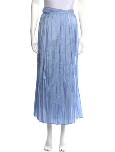 Pre-owned Ferragamo Pleated Accents Long Skirt In Blue