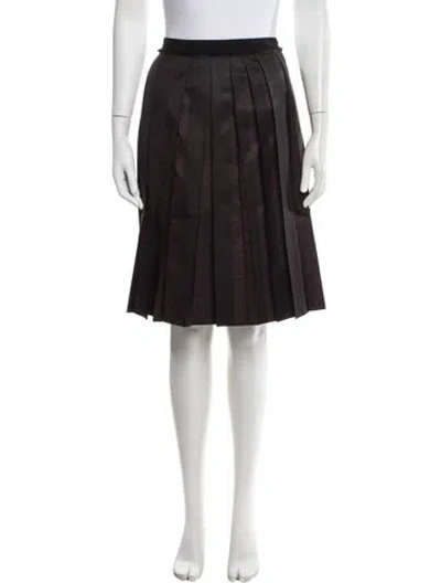 Pre-owned Ferragamo Pleated Accents Midi Length Skirt In Brown