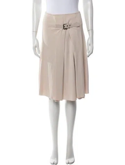 Pre-owned Ferragamo Pleated Accents Midi Length Skirt In Neutral