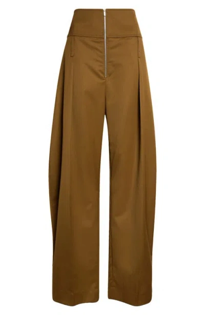 Ferragamo Pleated Barrel Leg Wool & Cashmere Pants In Neutral