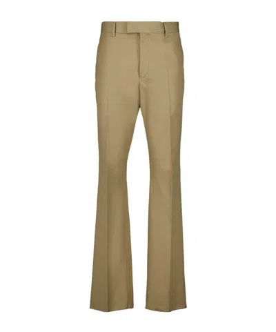Ferragamo Organic Brushed Cotton Trousers In Brown