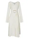 Ferragamo Pleated-detail Midi Dress In White