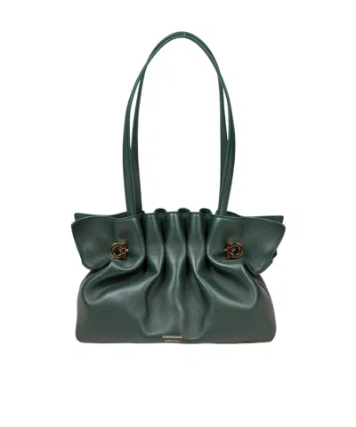 Ferragamo Pleated Handbag In Green