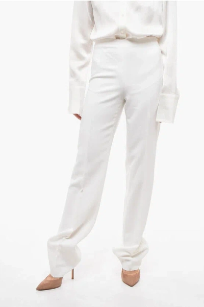 Ferragamo Pleated High Waist Pants In White