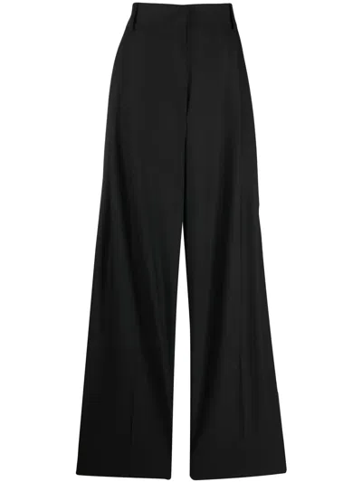 Ferragamo Pleated High-waisted Trousers In Black