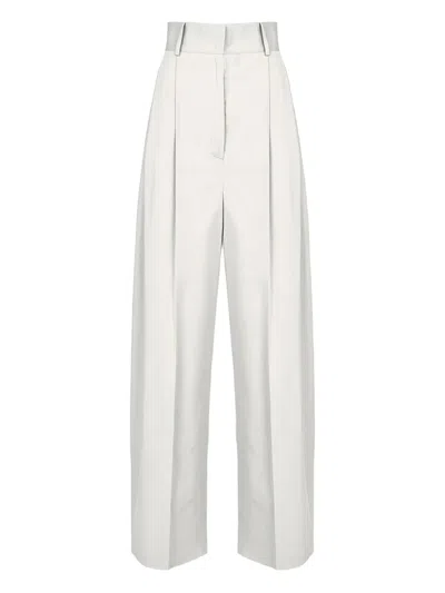 Ferragamo Pleated High-waisted Trousers In White