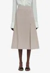 Ferragamo Pleated Midi Skirt In Beige