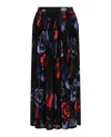 Ferragamo Pleated Poppies Midi Skirt In Black