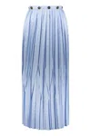 Ferragamo Pleated Skirt With Side Closure In Light Blue