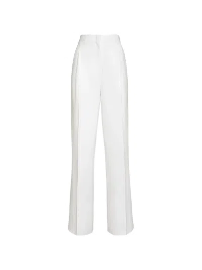 Ferragamo Pleated Straight-leg Trousers In White
