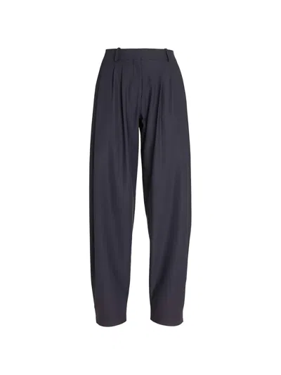 Ferragamo Pleated Tapered Trousers In Blue