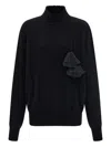 Ferragamo Floral Insert Sweater Sweaters And Cardigans Black In Blue