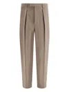 Ferragamo Wide-leg Cotton Trousers Featuring Pockets In Brown