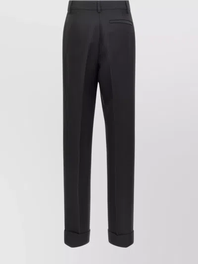 FERRAGAMO PLEATED TROUSERS CUFFED HEM