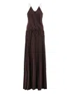 Ferragamo Long Dress With Pleated Skirt In Brown
