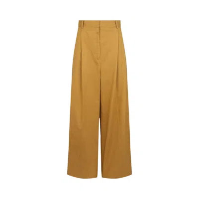 Pre-owned Ferragamo Pleated Wide-leg Trousers 'medium Brown' | Women's Size 44