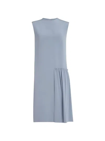 Ferragamo Pleated-detail Sleeveless Midi Dress In Blue