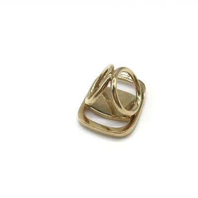 Pre-owned Ferragamo Pleats Please Designer Scarf Women's Ring () In Gold