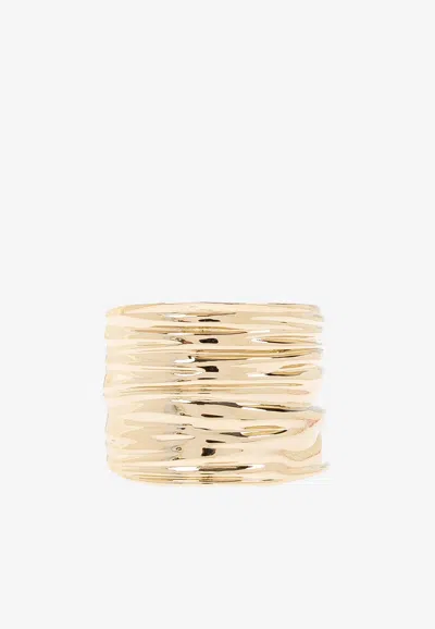 Ferragamo Plisse Draped Brass Bangle Bracelet