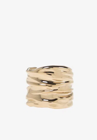 Ferragamo Plisse Wide Brass Ring