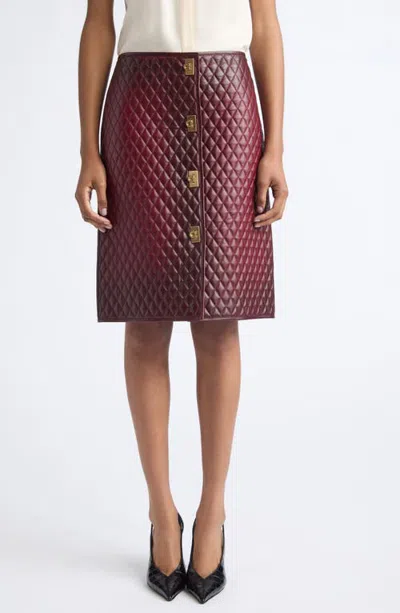 Ferragamo Plongé Nappa Leather Skirt In Burgundy