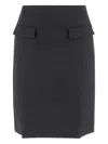 Ferragamo Viscose And Wool Skirt With Double Slit In Gray