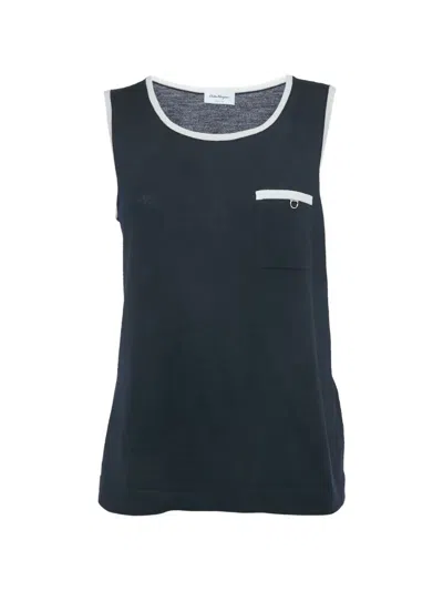 Pre-owned Ferragamo Pocket Top In Blue