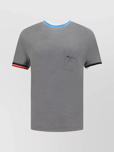 Ferragamo Pocketed Crew Neck T-shirt In Gray