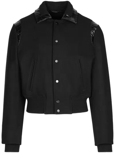 Ferragamo Pointed-flat Collar Wool Jacket In Black