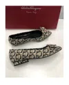 Ferragamo Viva Gancini Canvas Flat In Black