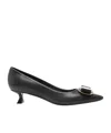 Ferragamo Women's New Vara Plate Low Heel Pump In Black