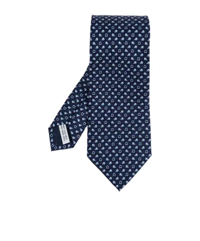 Ferragamo Pointed Tie In Navy