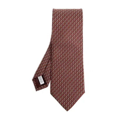 Ferragamo Tennis-racket Silk Tie In Red