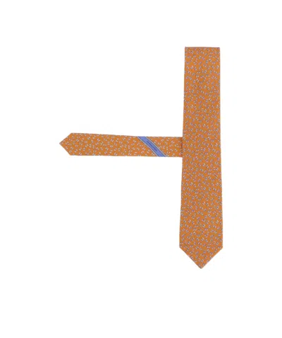 Ferragamo Patterned Silk Tie In Brown