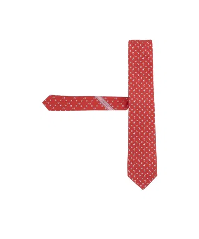 Ferragamo Flamingo-print Silk Tie In Red